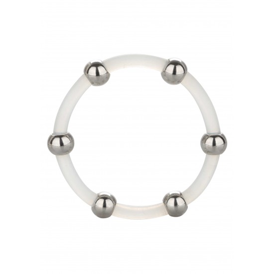 Steel Beaded Silicone Ring XL